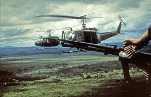 UH-1 in flight in Vietnam war